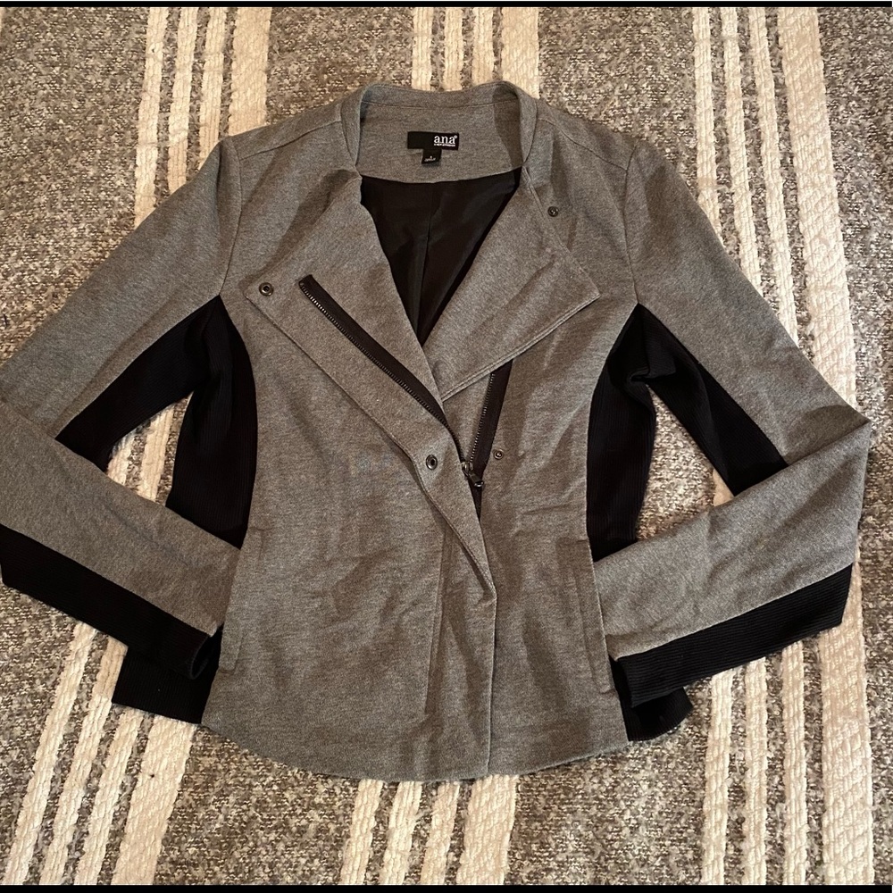 Grey & Black moto jacket.